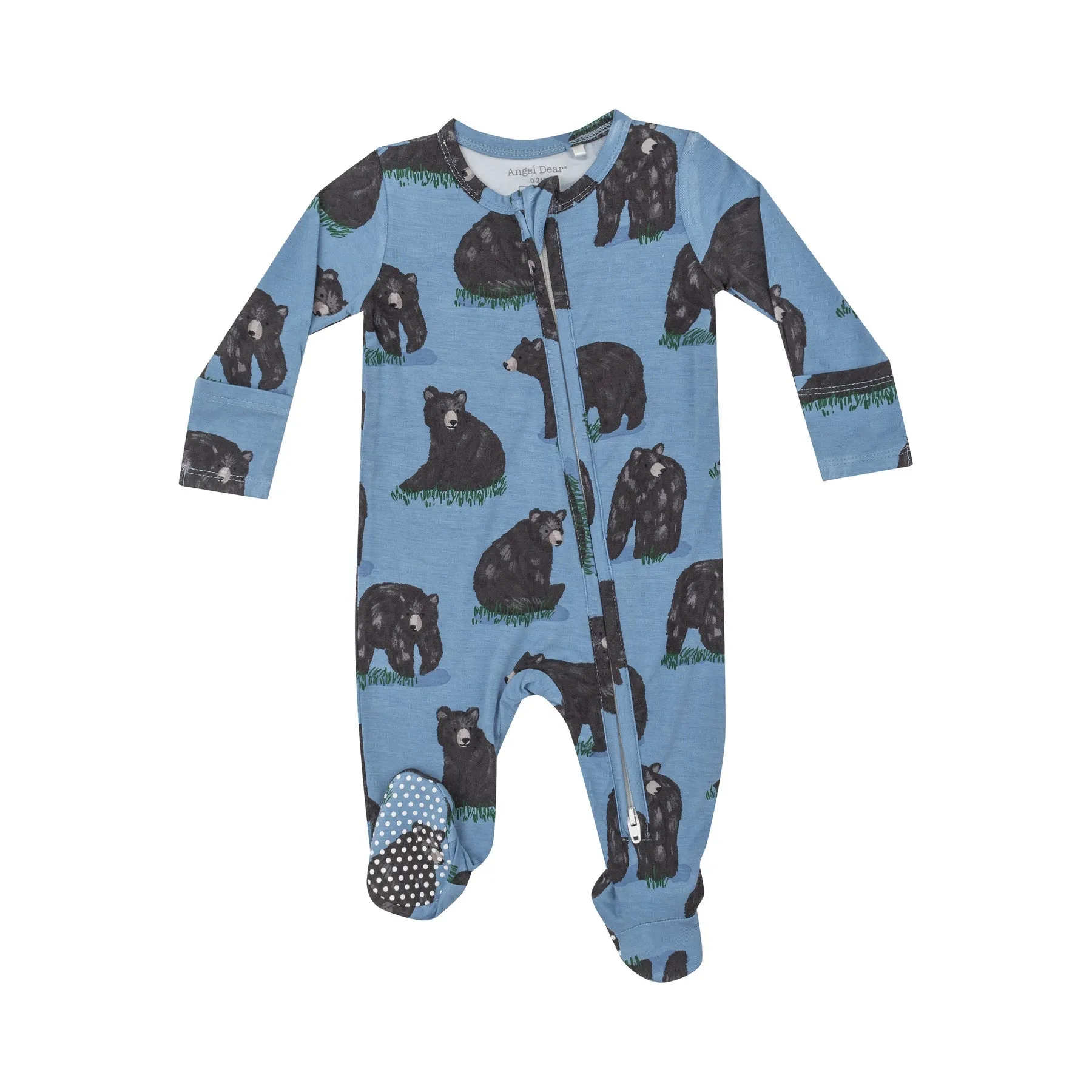 2-Way Zipper Footie - Black Bears by Angel Dear