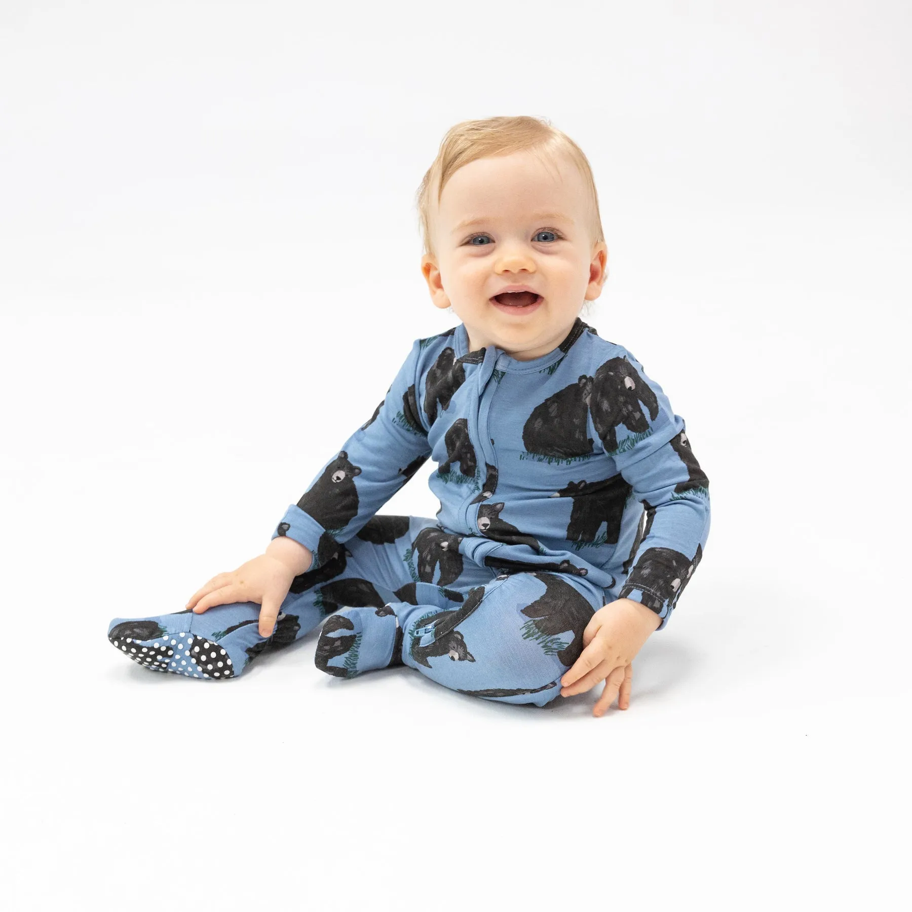 2-Way Zipper Footie - Black Bears by Angel Dear