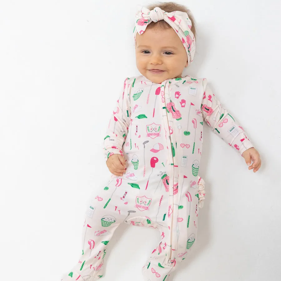 2-Way Zipper Ruffle Back Footie - Golf Club Pink by Angel Dear