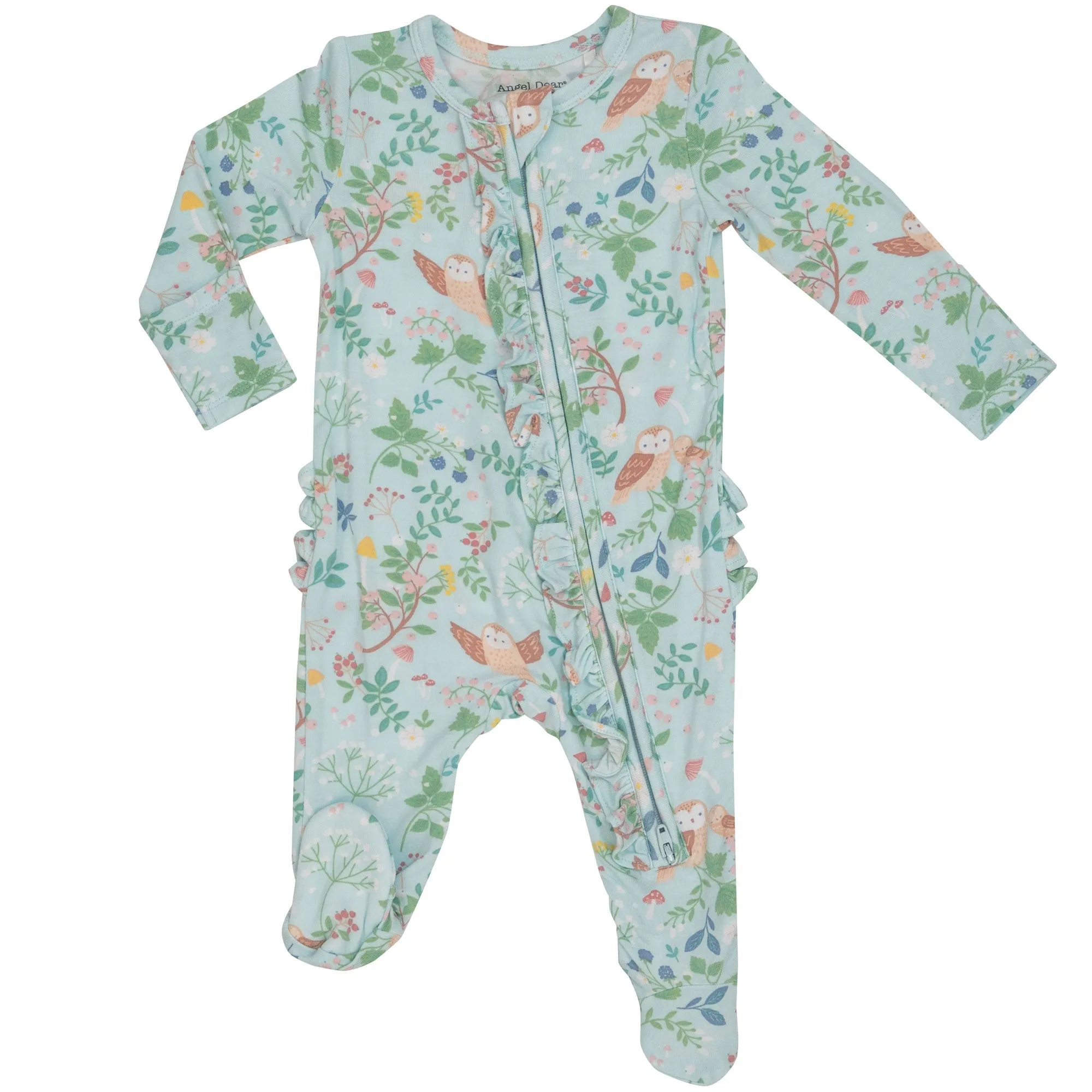 2-Way Zipper Ruffle Footie - Pretty Owls by Angel Dear