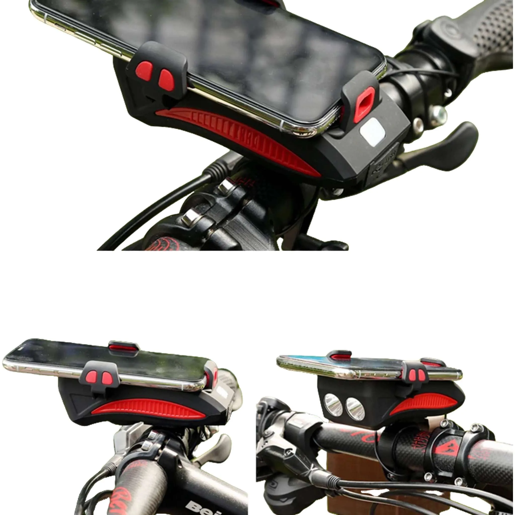 4-in-1 Multifunctional Bike Light with Phone Holder, Horn, and Power Bank - Ultimate Cycling Companion