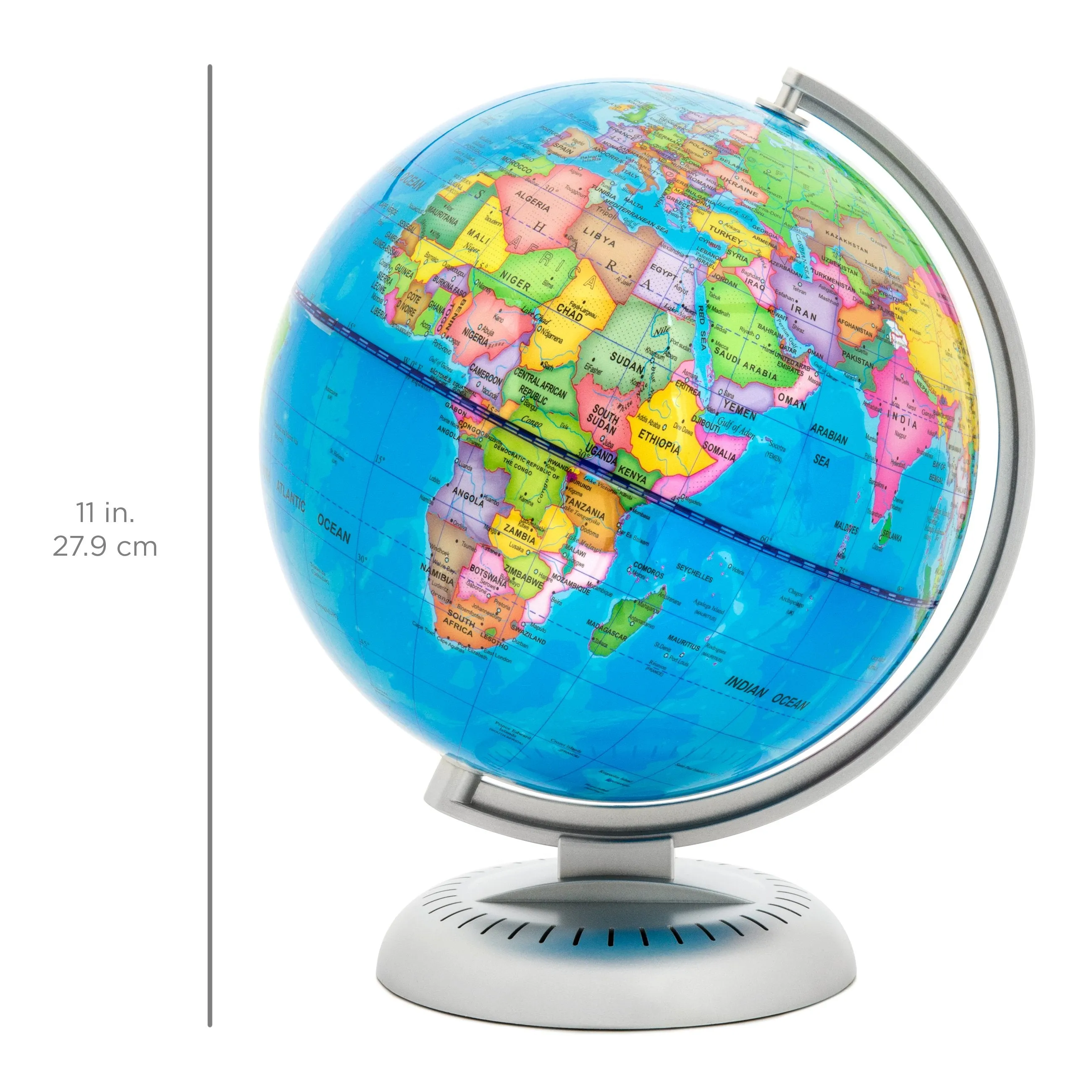 8in Illuminated World Geographical Globe w/ LED Lights
