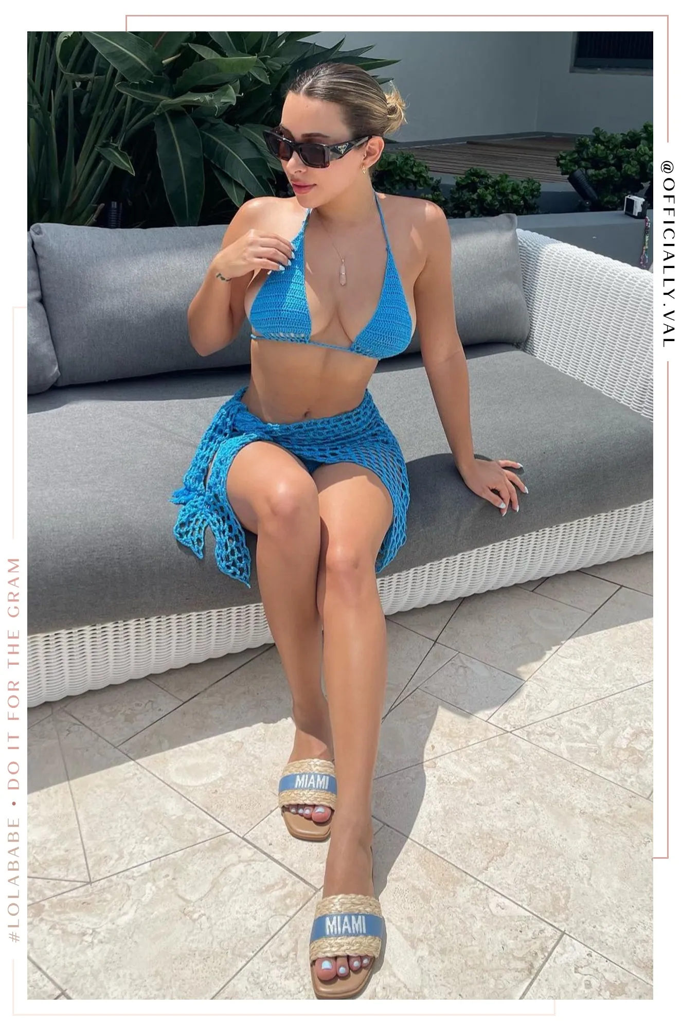 Agua De Coco Three Piece Crochet Bikini Set - Aqua