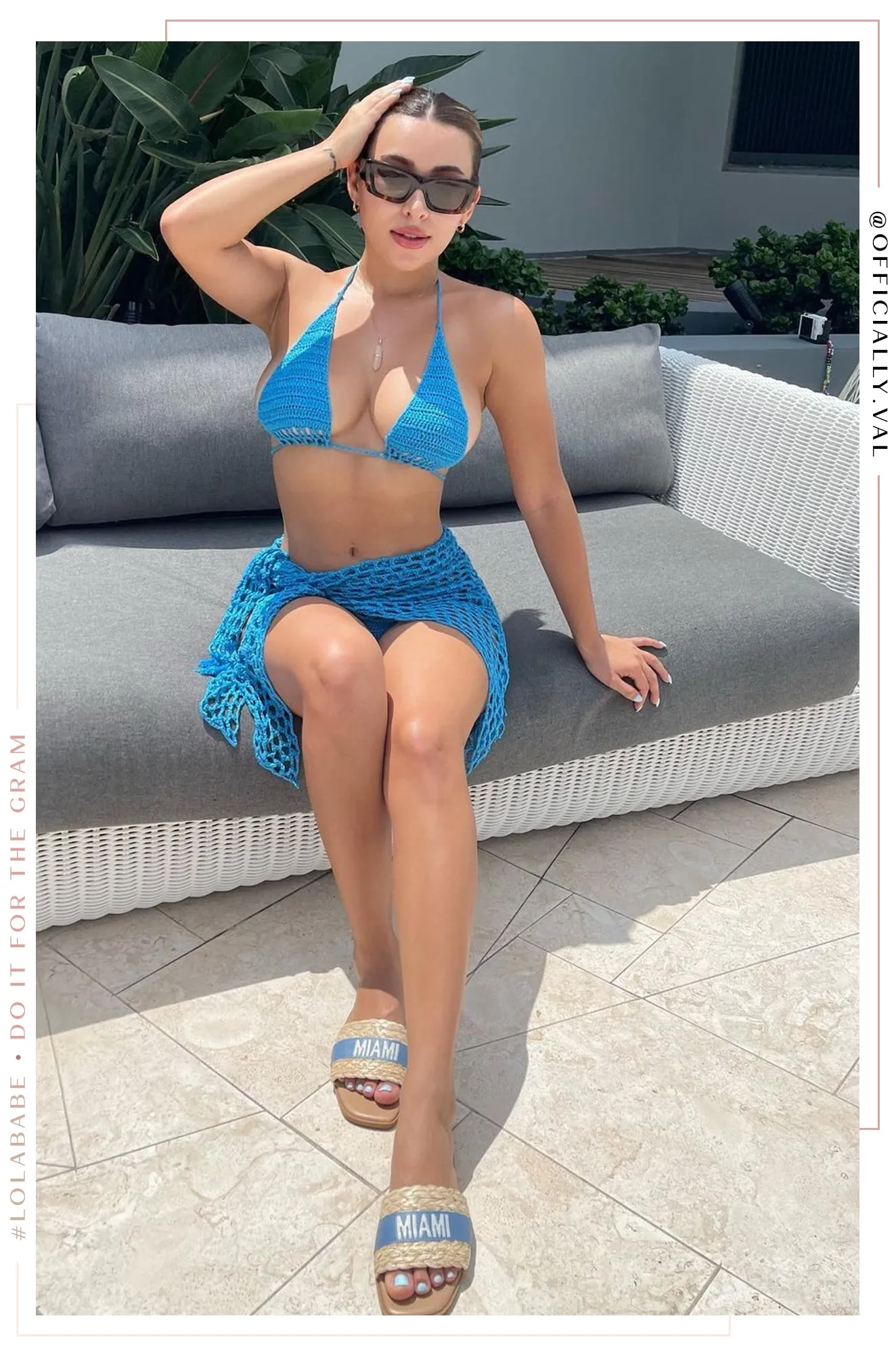 Agua De Coco Three Piece Crochet Bikini Set - Aqua