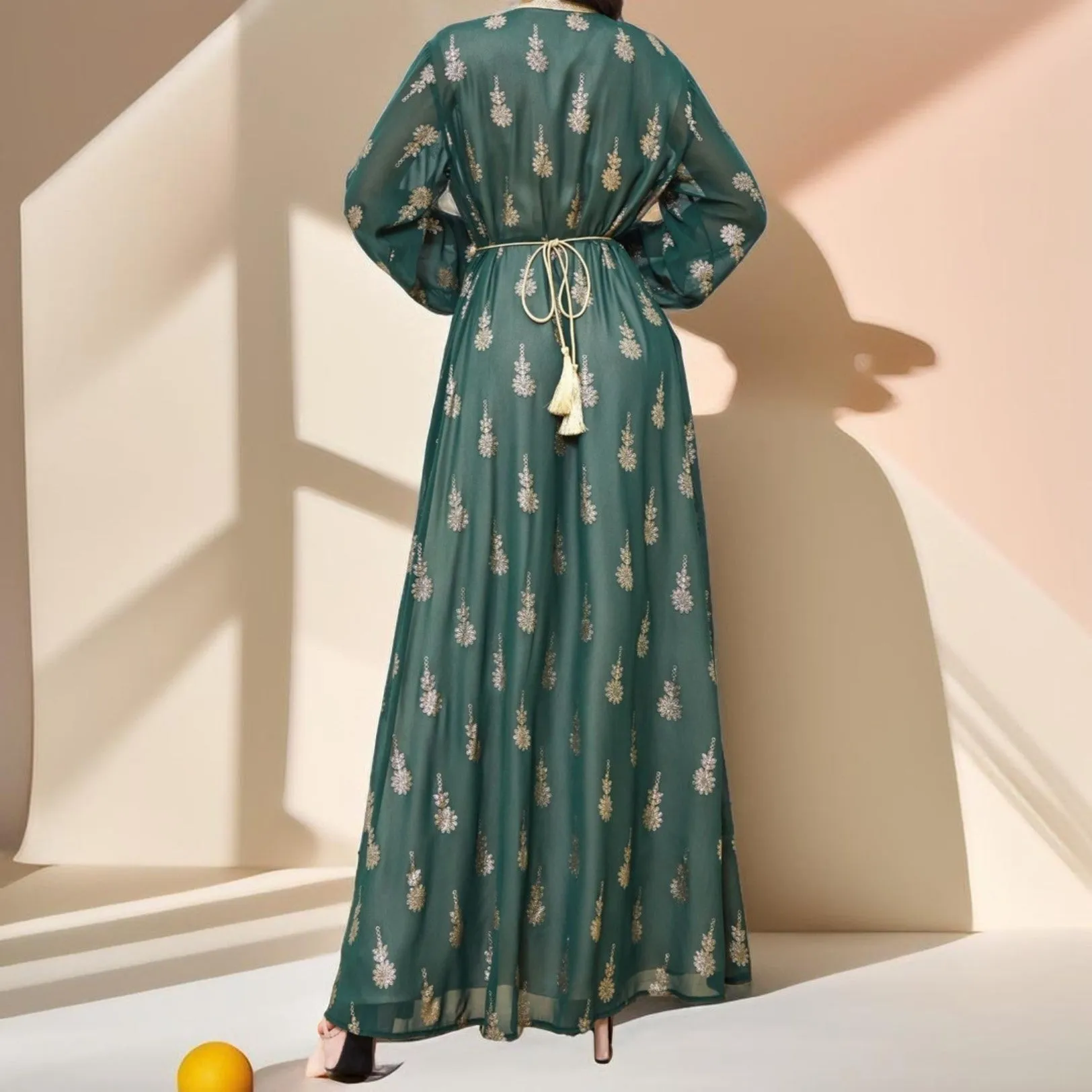 Algerian Style Embroidered Kaftan Plus Inner Vest and Belt