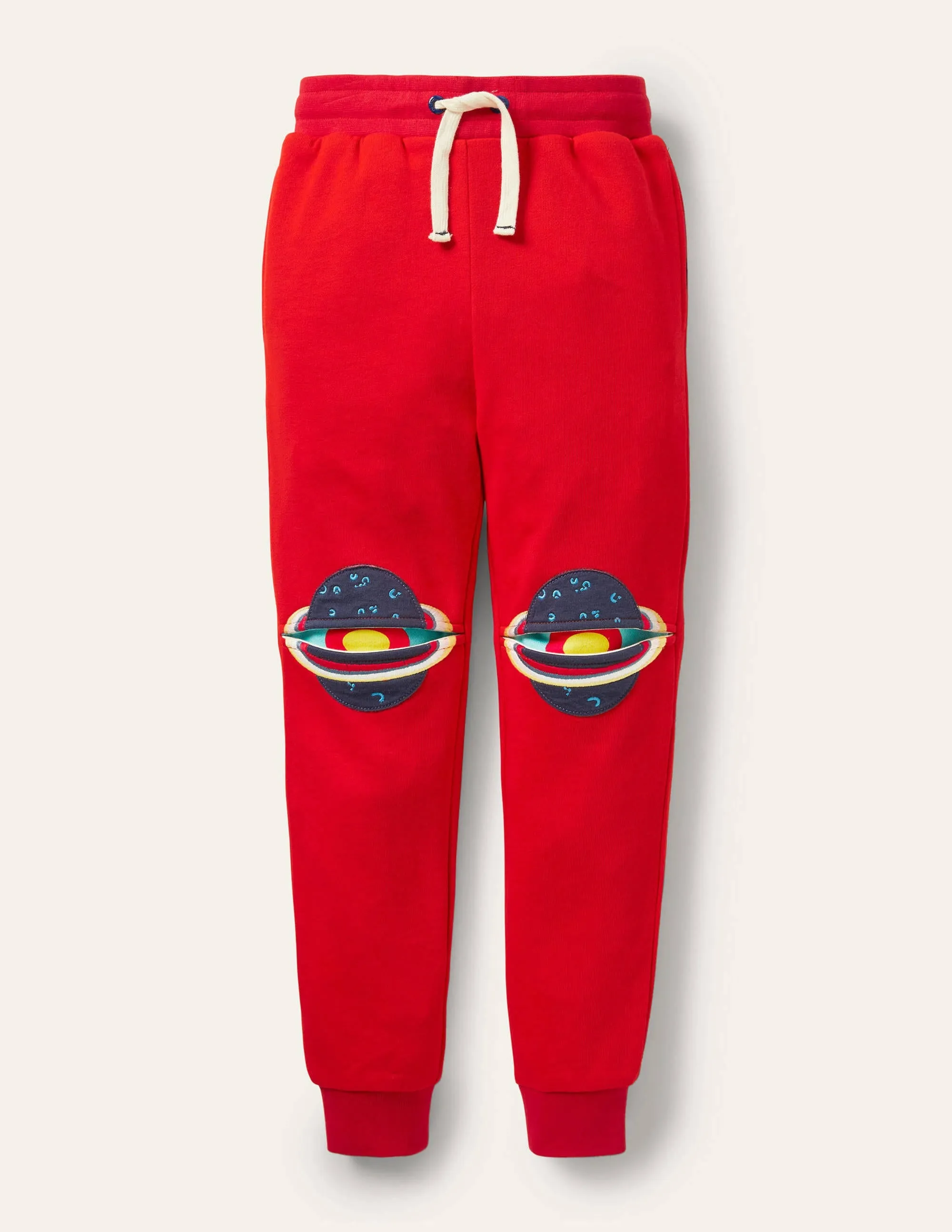 Appliqué Knee Joggers-Fire Red Space