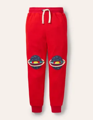 Appliqué Knee Joggers-Fire Red Space
