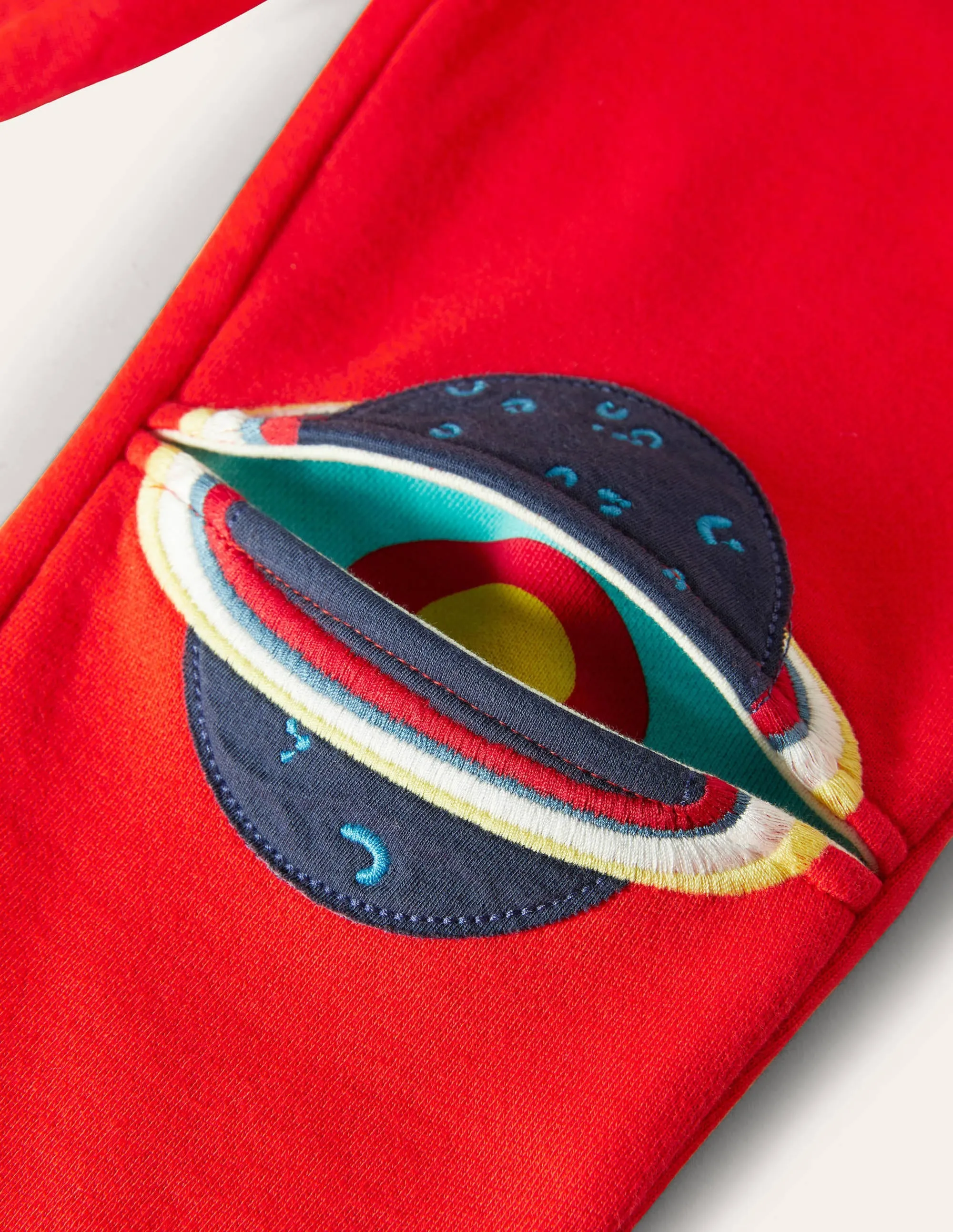 Appliqué Knee Joggers-Fire Red Space