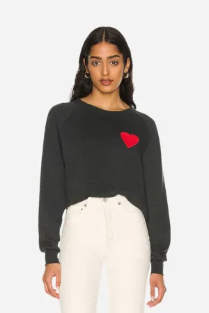 Aviator Nation Heart Stitch Crew Sweatshirt Charcoal