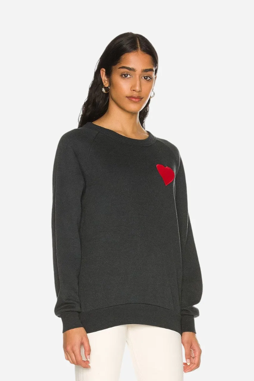 Aviator Nation Heart Stitch Crew Sweatshirt Charcoal