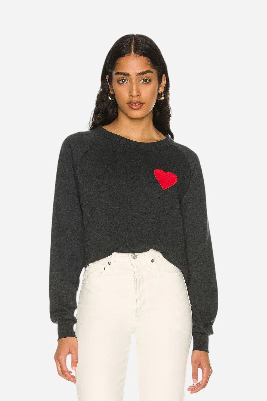 Aviator Nation Heart Stitch Crew Sweatshirt Charcoal