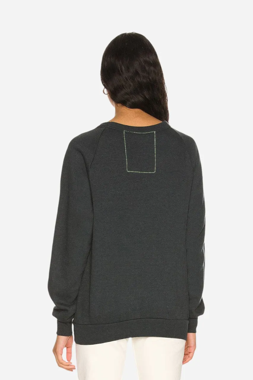Aviator Nation Heart Stitch Crew Sweatshirt Charcoal