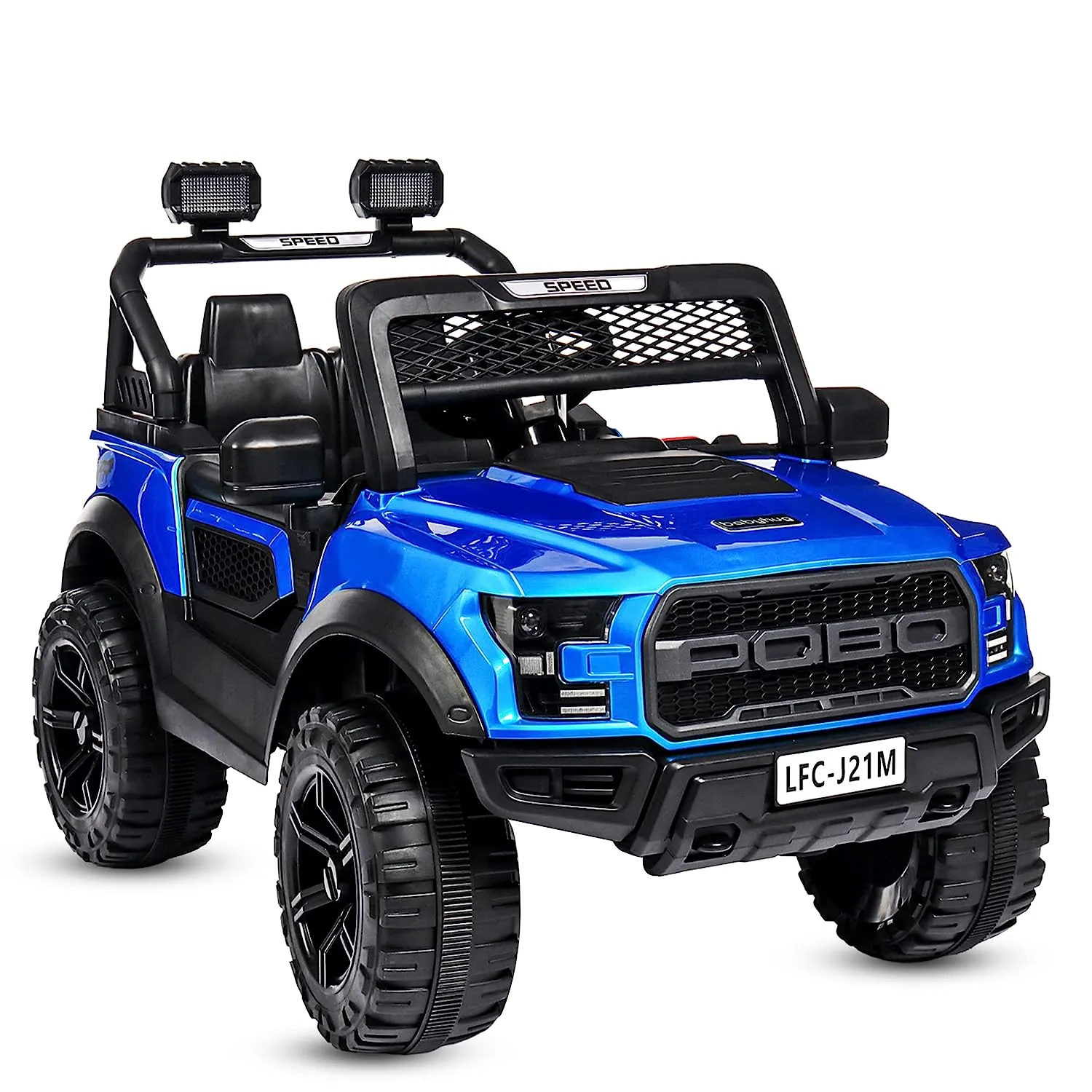 Baby Moo Pobo Electric Ride-On Car for Kids | Rechargeable Battery | Bluetooth Remote Control | USB MP3 Player | Double Seat | Age 2-6 - Blue