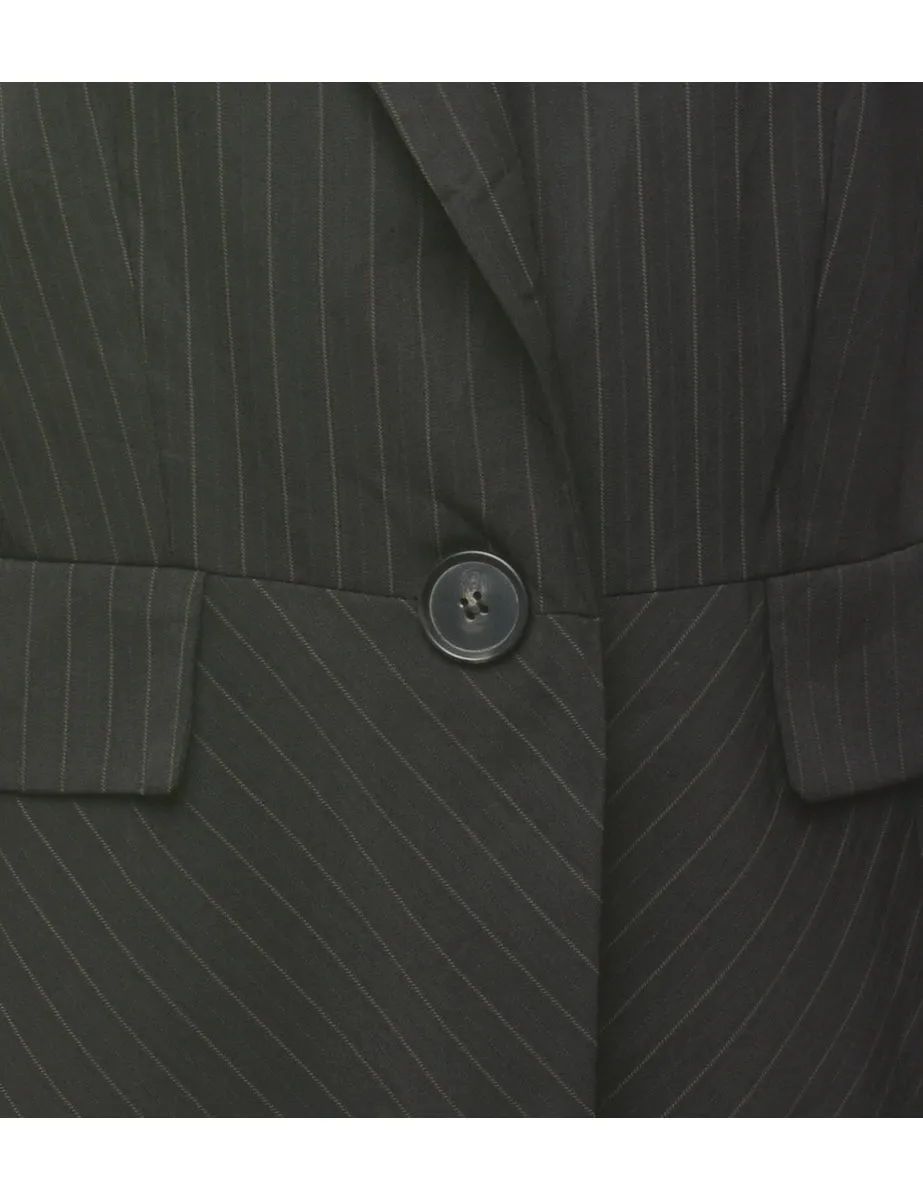 Black & Grey Classic Striped Blazer - M