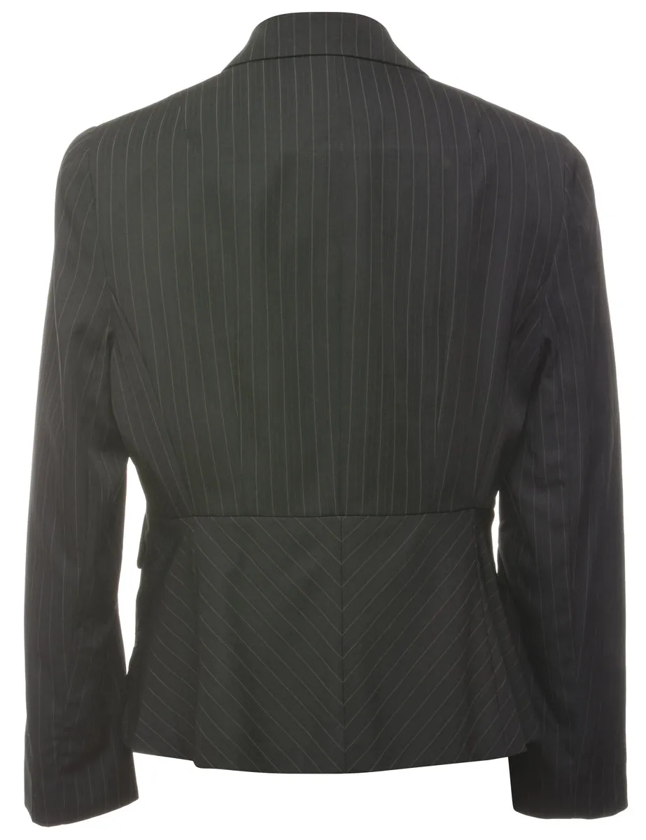 Black & Grey Classic Striped Blazer - M
