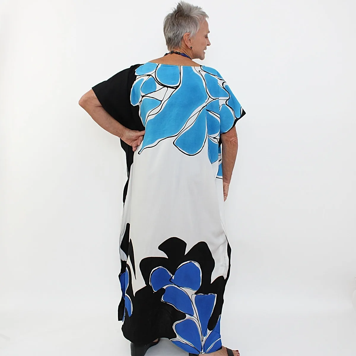 Black and Blue Floral Kaftan