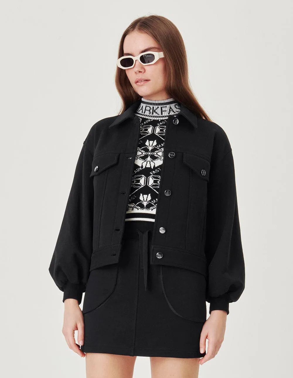 Black Cotton Loose Casual Jacket