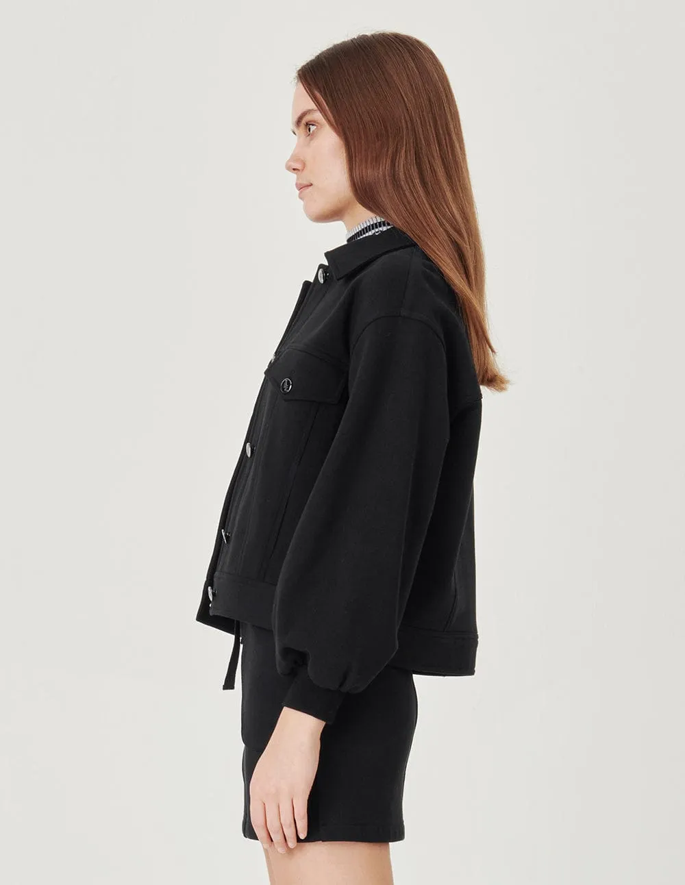 Black Cotton Loose Casual Jacket