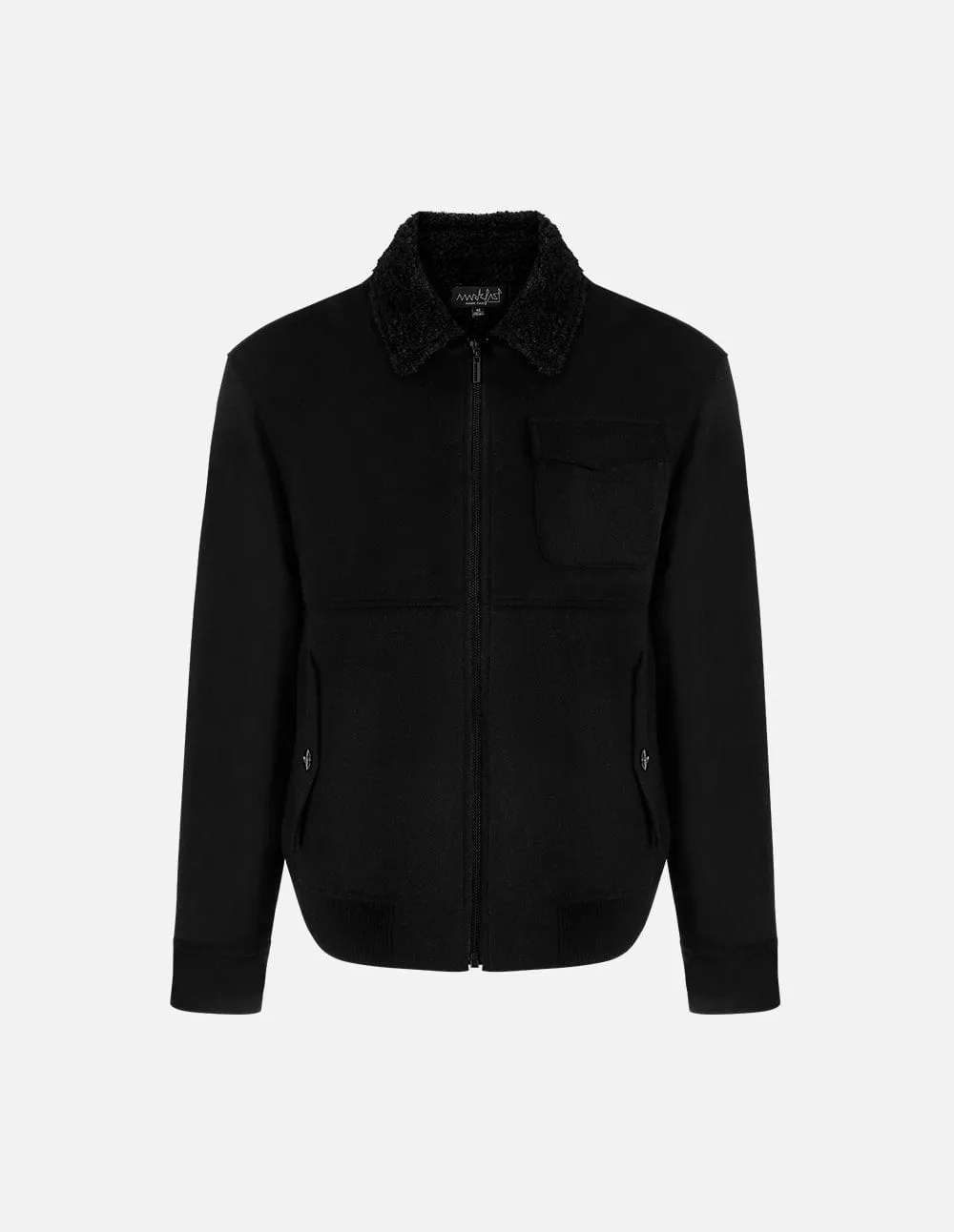 Black Draped Wool Jacket