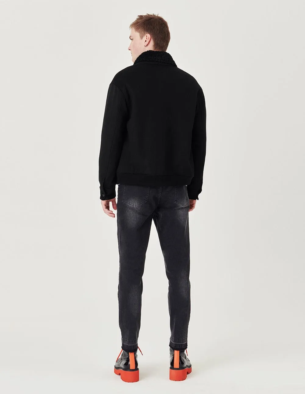 Black Draped Wool Jacket