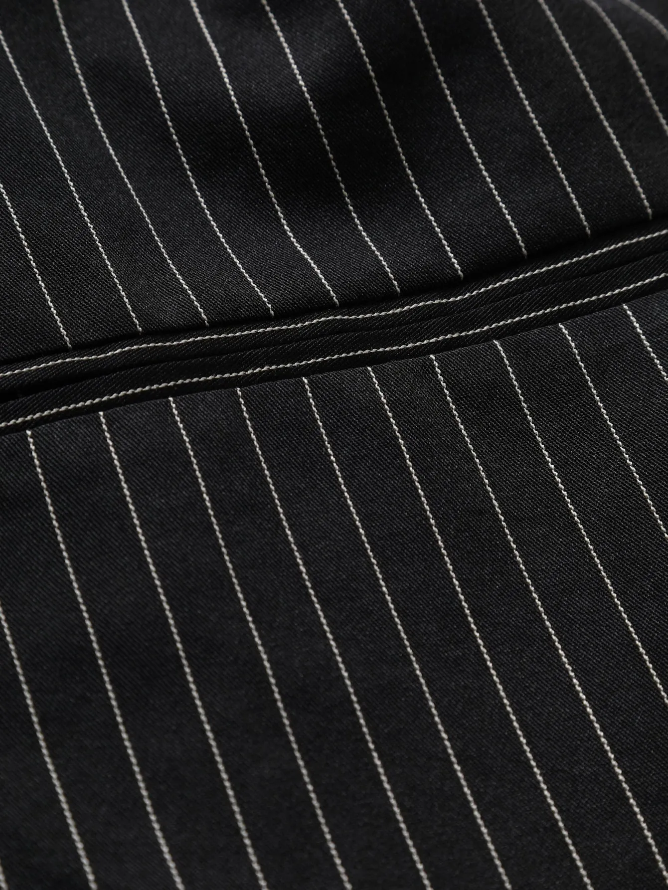 Black Striped Print Single Button Lapel Neck Blazer
