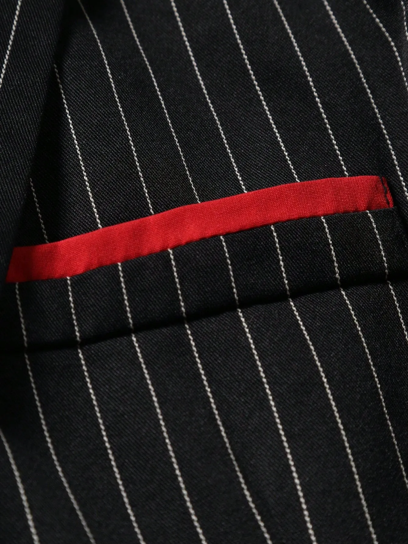Black Striped Print Single Button Lapel Neck Blazer