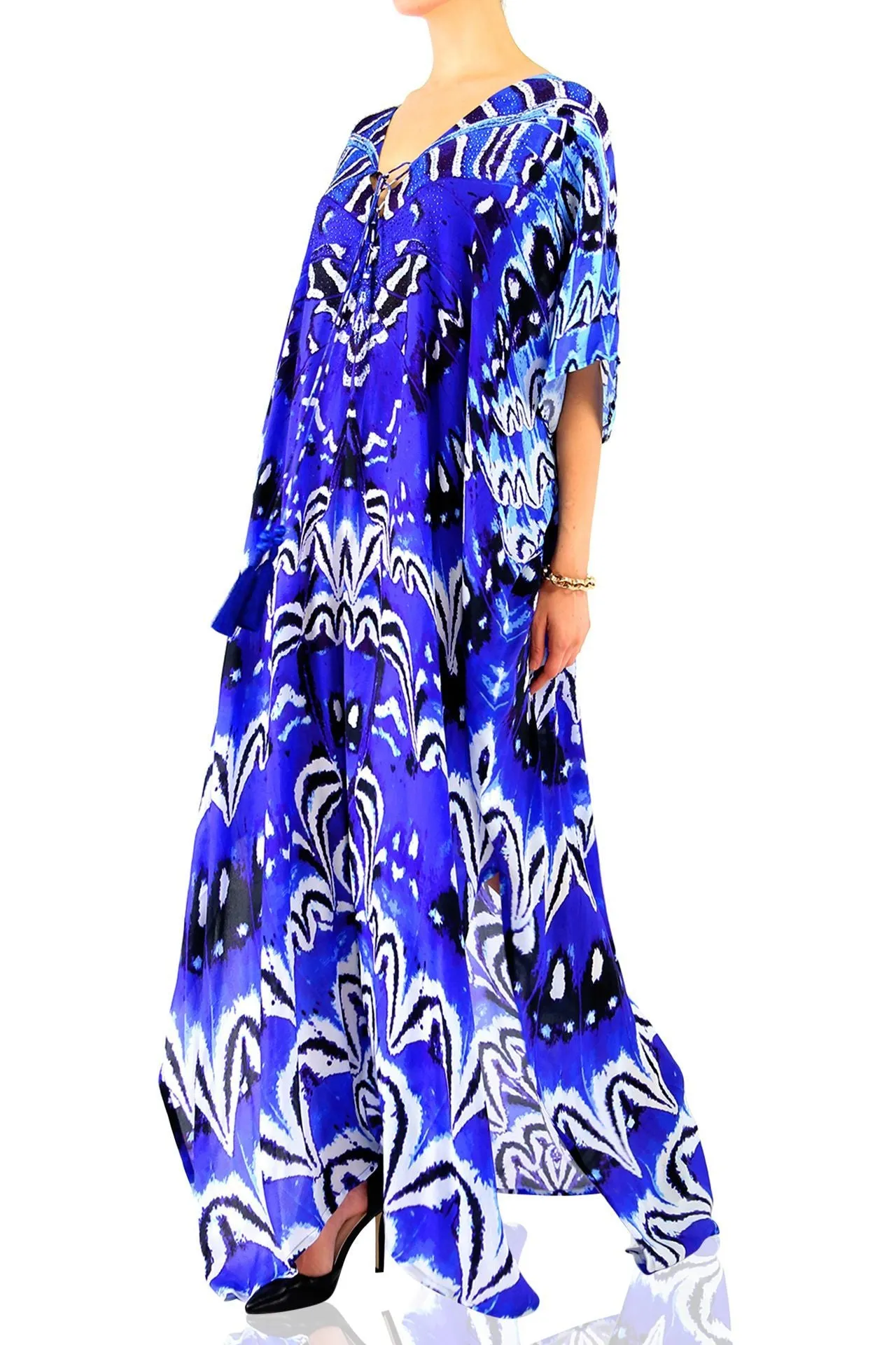Blue Kaftan Dresses For Beach Vacation