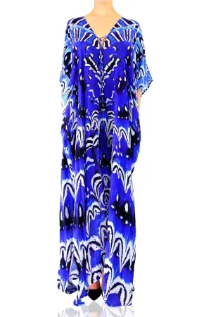 Blue Kaftan Dresses For Beach Vacation