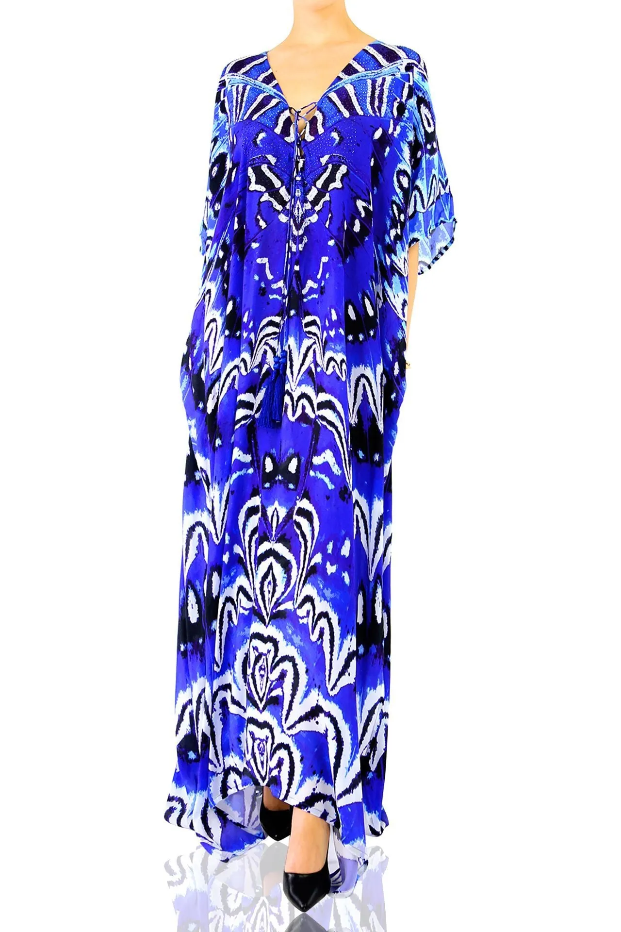 Blue Kaftan Dresses For Beach Vacation