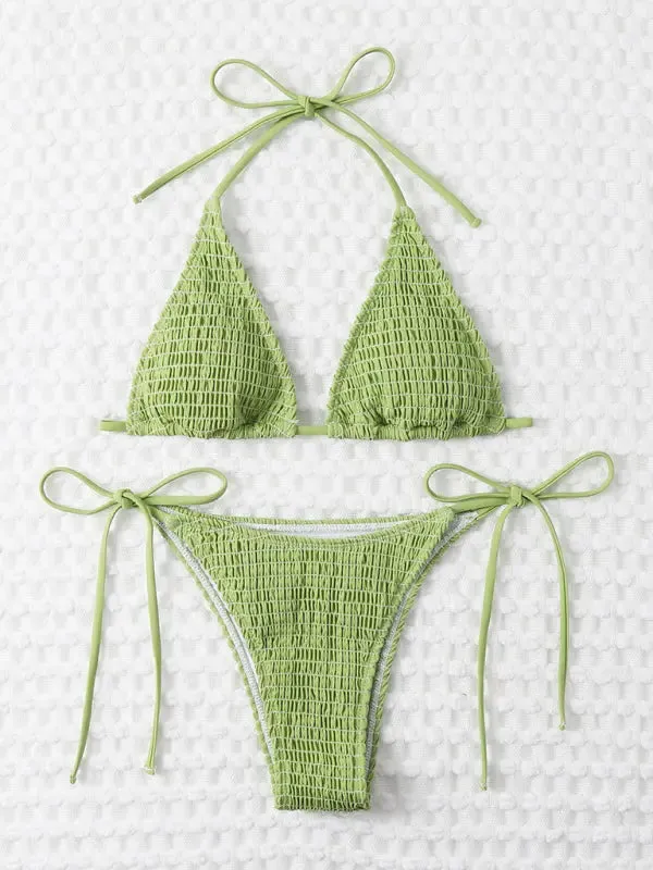 Blue Zone Planet |  Ava's Elastic Wrap Lace-Up Two-Piece Bikini