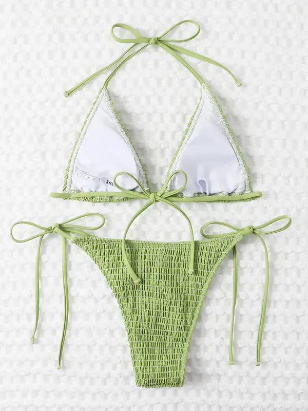 Blue Zone Planet |  Ava's Elastic Wrap Lace-Up Two-Piece Bikini