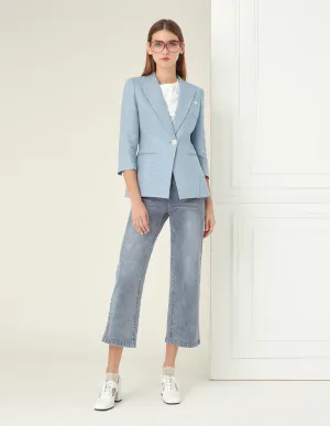 BORA AKSU Light Blue Gun Lapel Twill Denim