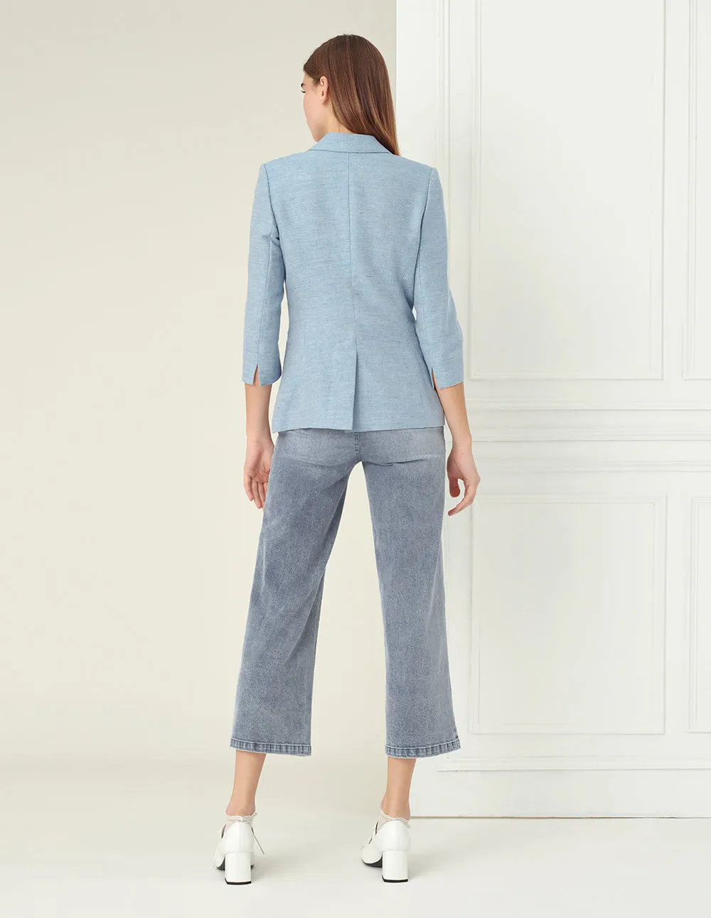 BORA AKSU Light Blue Gun Lapel Twill Denim