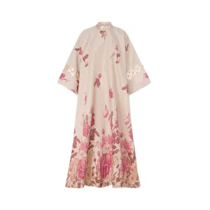 Brocade Embellished Rose Kaftan - Pink