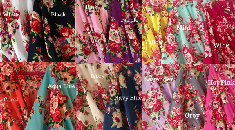 Burgundy Bridesmaid Robes, Bridesmaid Gift, Wine Floral Kimono, Set of Floral Bridesmaid Robes, Kimono Robe, Bridal Party Robes,Wedding Robe