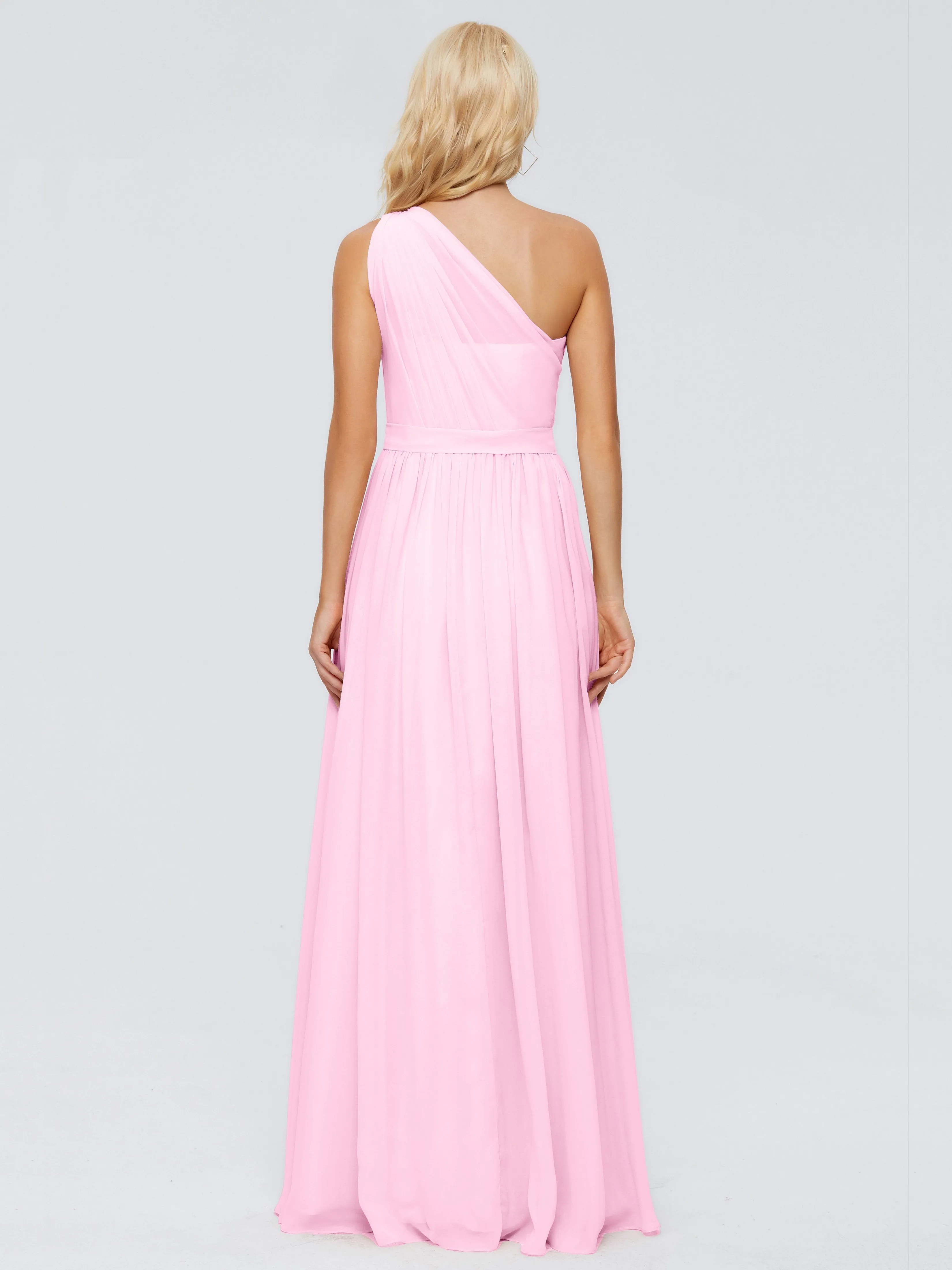 Candy Pink Bridesmaid Dress Arabella One Shoulder Sash Bridesmaid Dresses