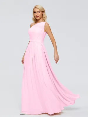 Candy Pink Bridesmaid Dress Arabella One Shoulder Sash Bridesmaid Dresses