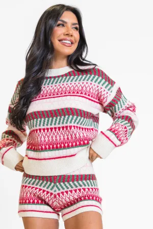 Casual Love Multi Fair Isle Knitted Sweater Set FINAL SALE