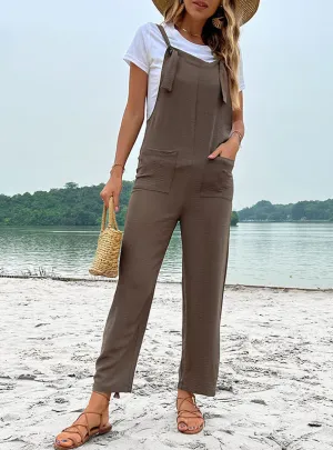 Casual Nine-pocket Wide-leg Bib Pants