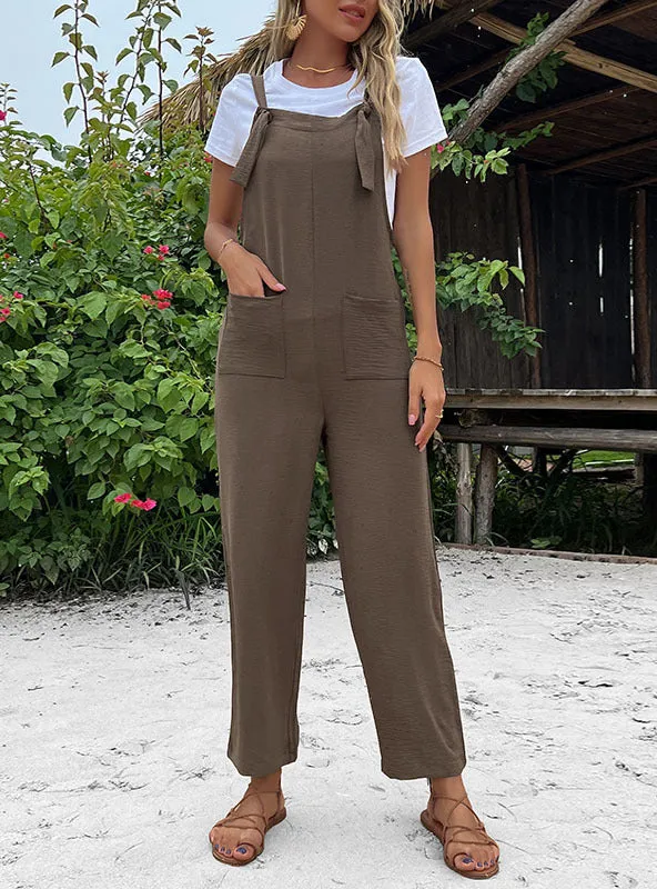 Casual Nine-pocket Wide-leg Bib Pants
