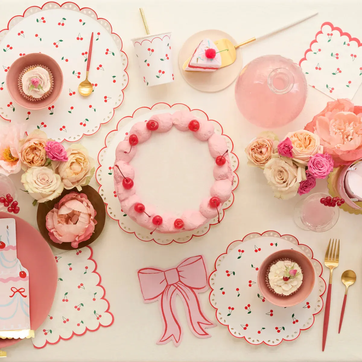 Cherry Pattern Cups (x 8)
