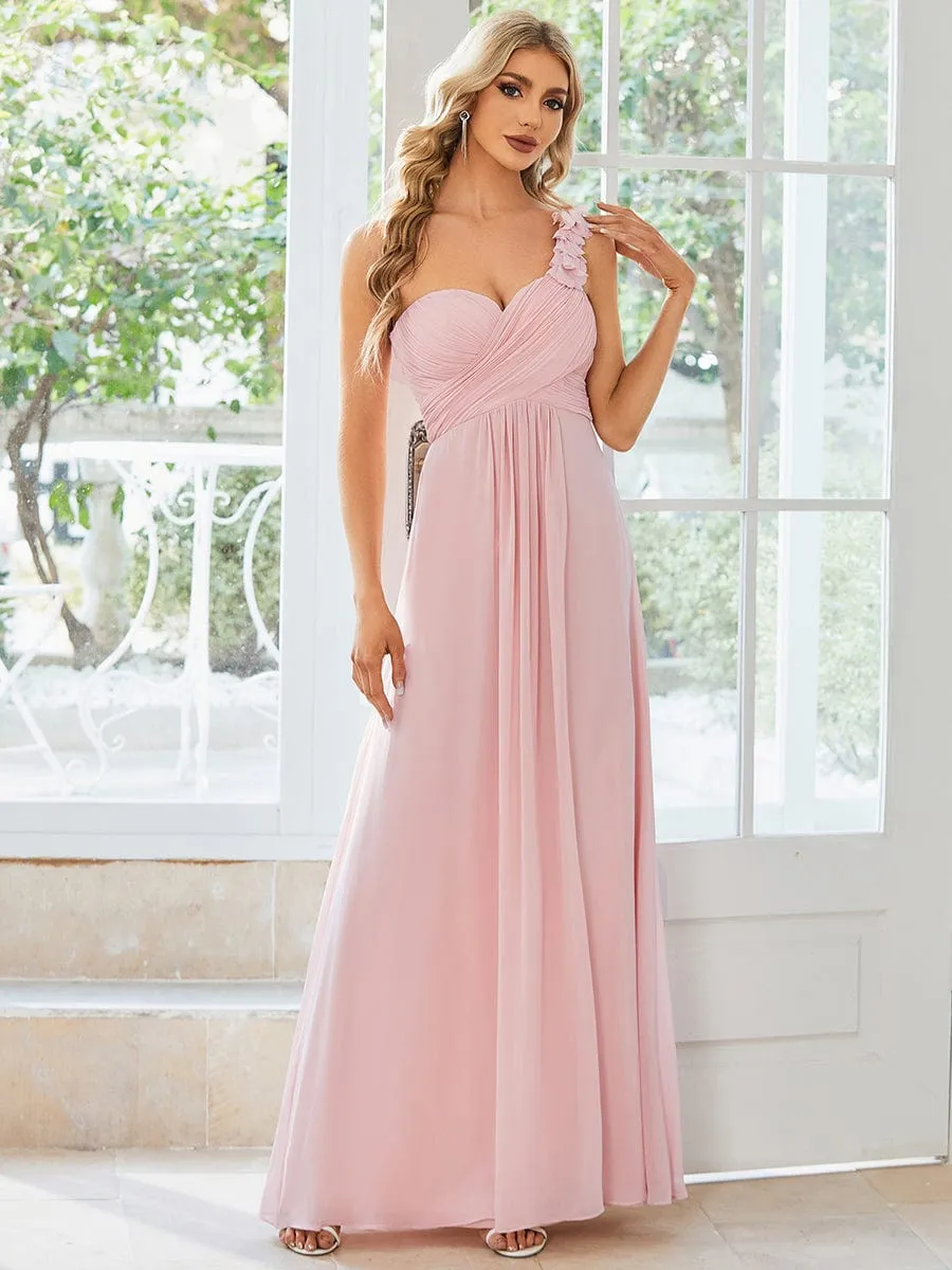 Chiffon One Shoulder Long Bridesmaid Dress
