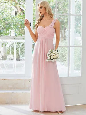 Chiffon One Shoulder Long Bridesmaid Dress