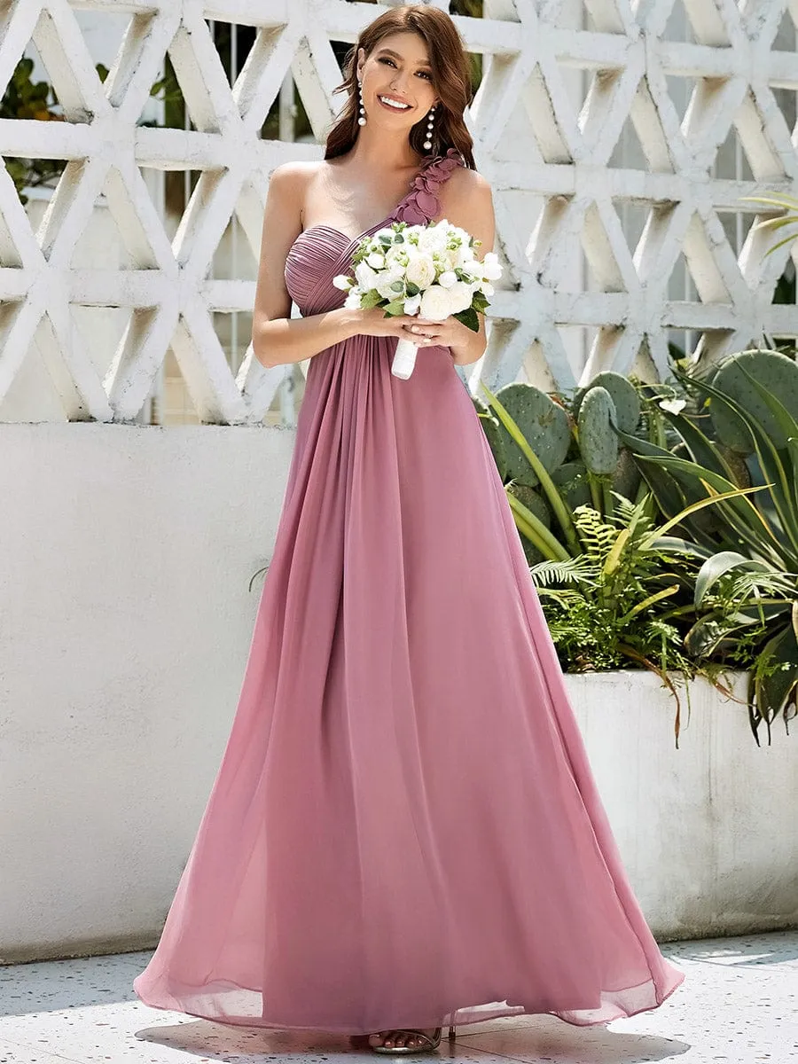 Chiffon One Shoulder Long Bridesmaid Dress