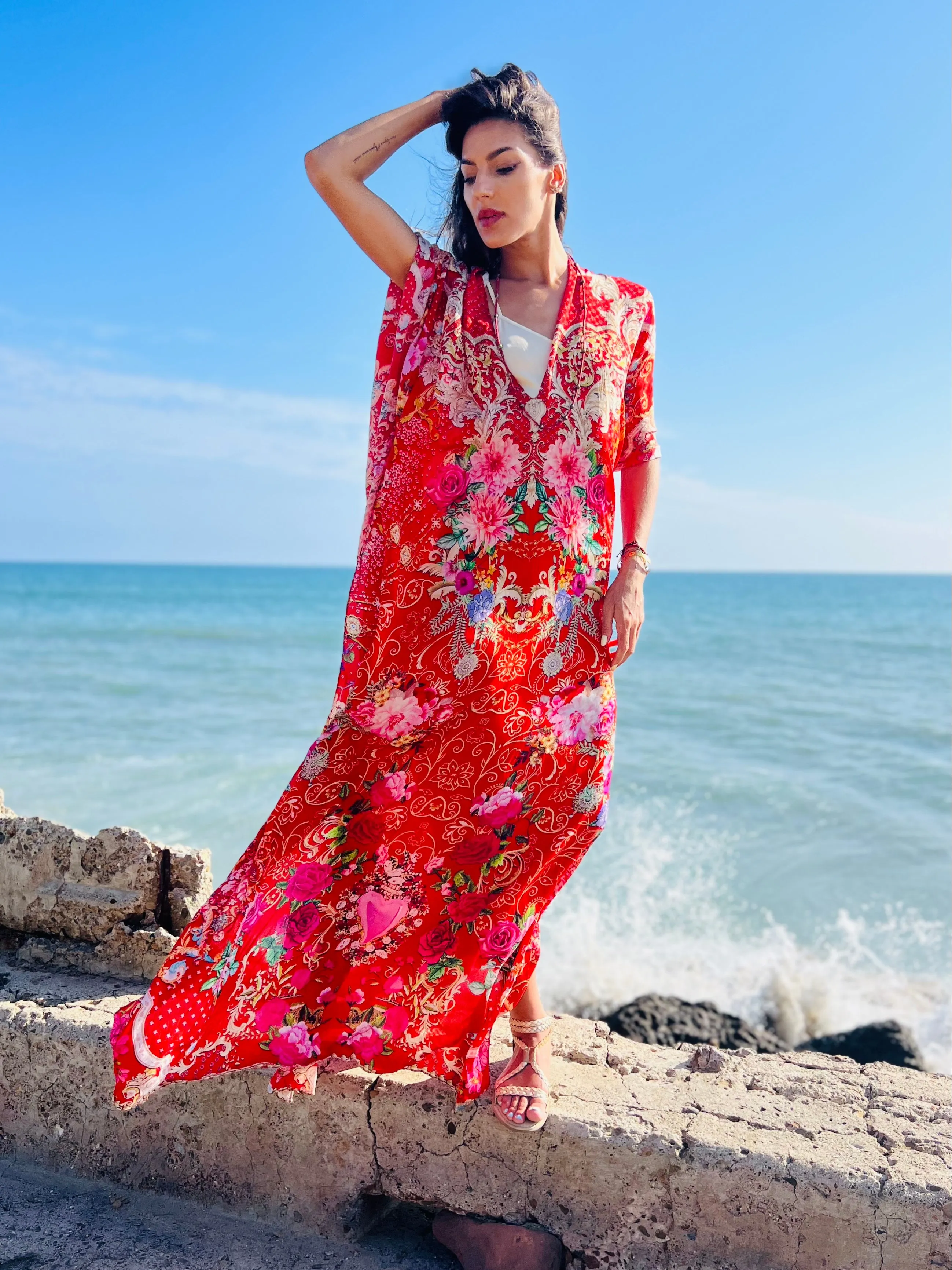 China Rose - Eiffel Maxi Kaftan