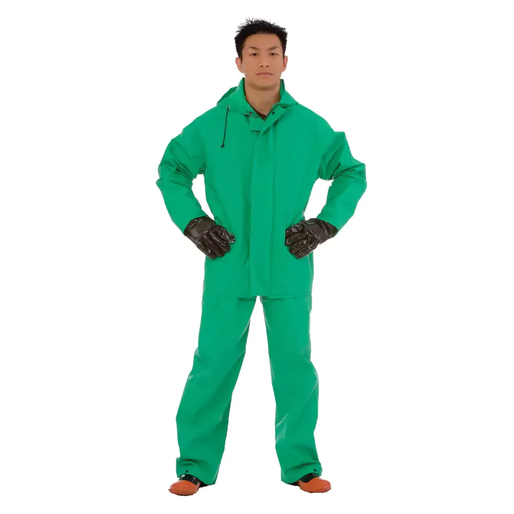 Cordova Apex-FR PVC/Nylon Chemical Suit .45 mm - 2-Piece Attached Drawstring Hood  Green - RS452G