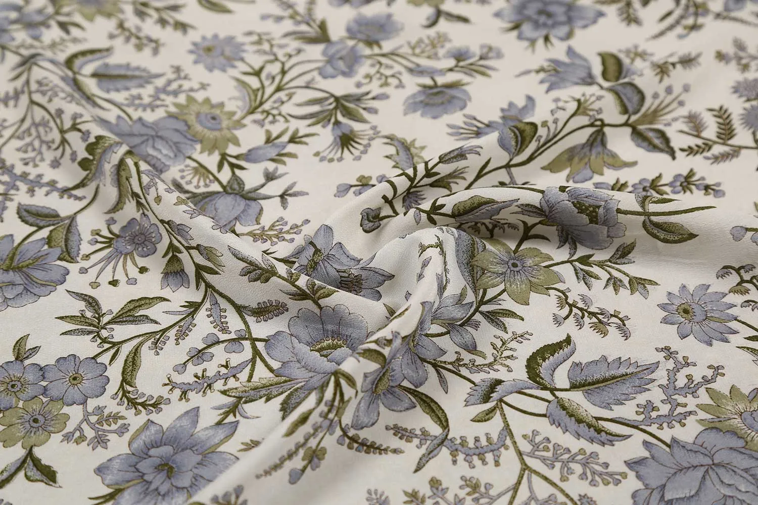 Cream 60 Gram Printed Silk Crepe Fabric