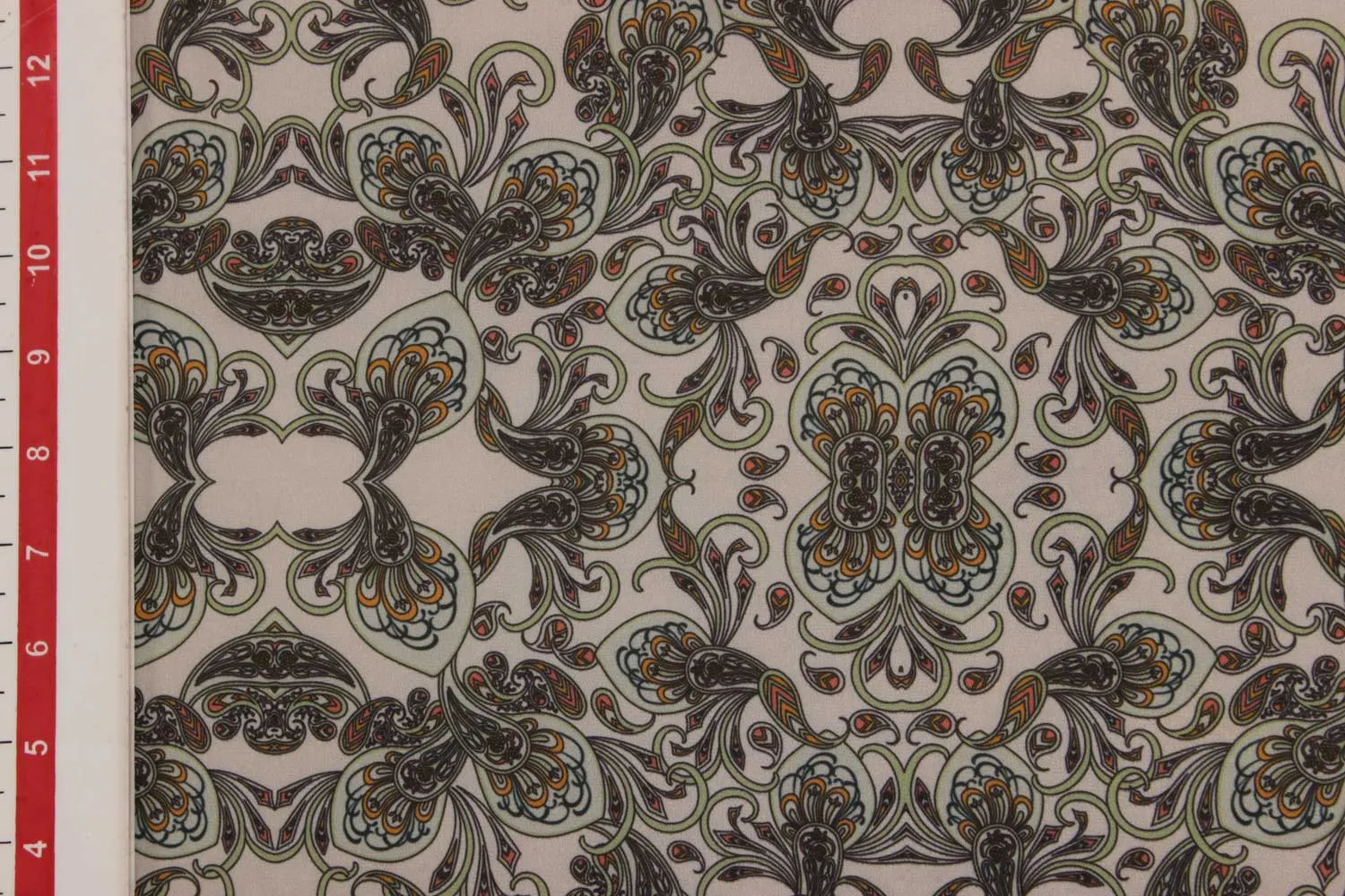 Cream Traditional Printed Georgette Fabric