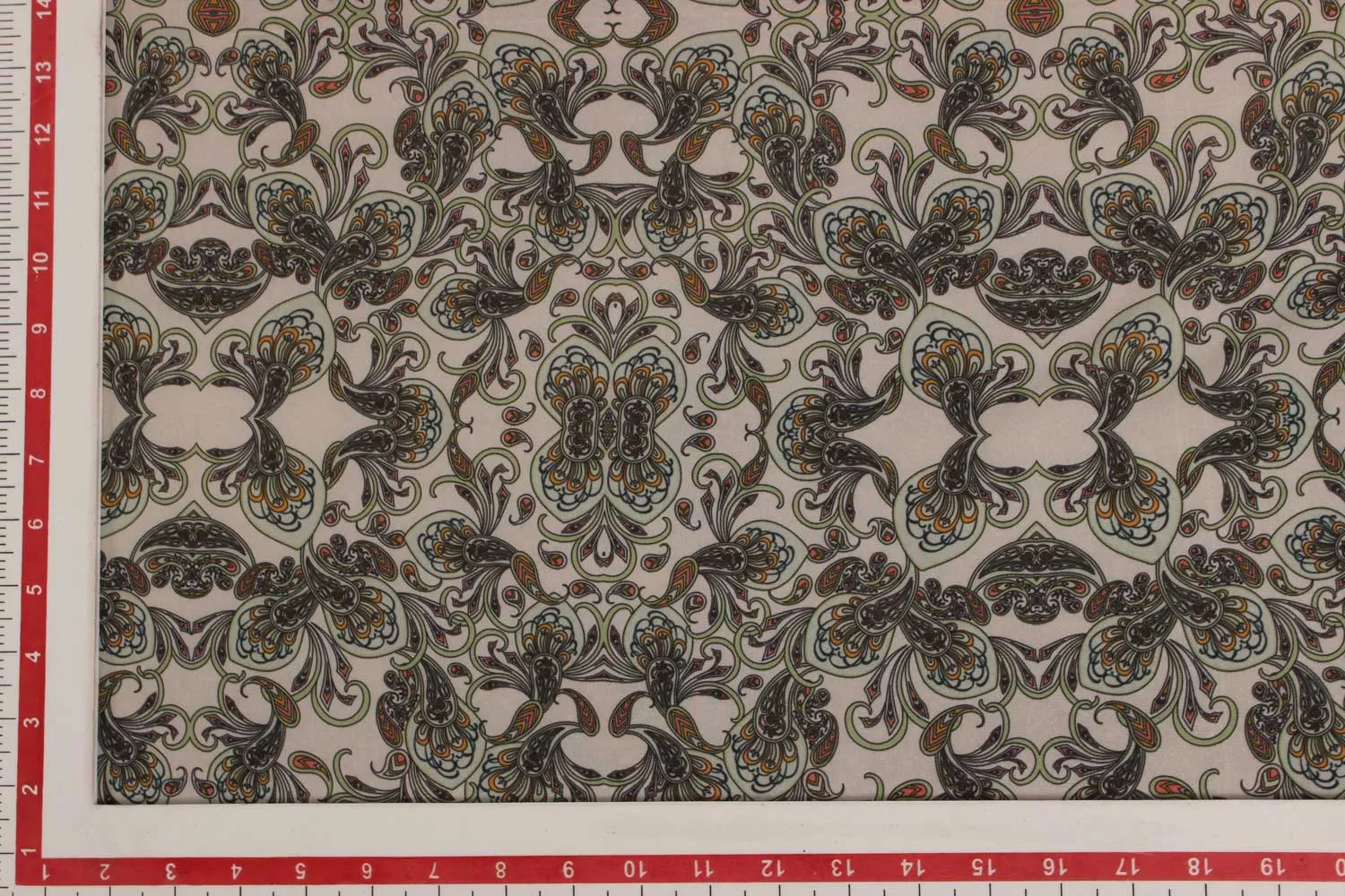 Cream Traditional Printed Georgette Fabric