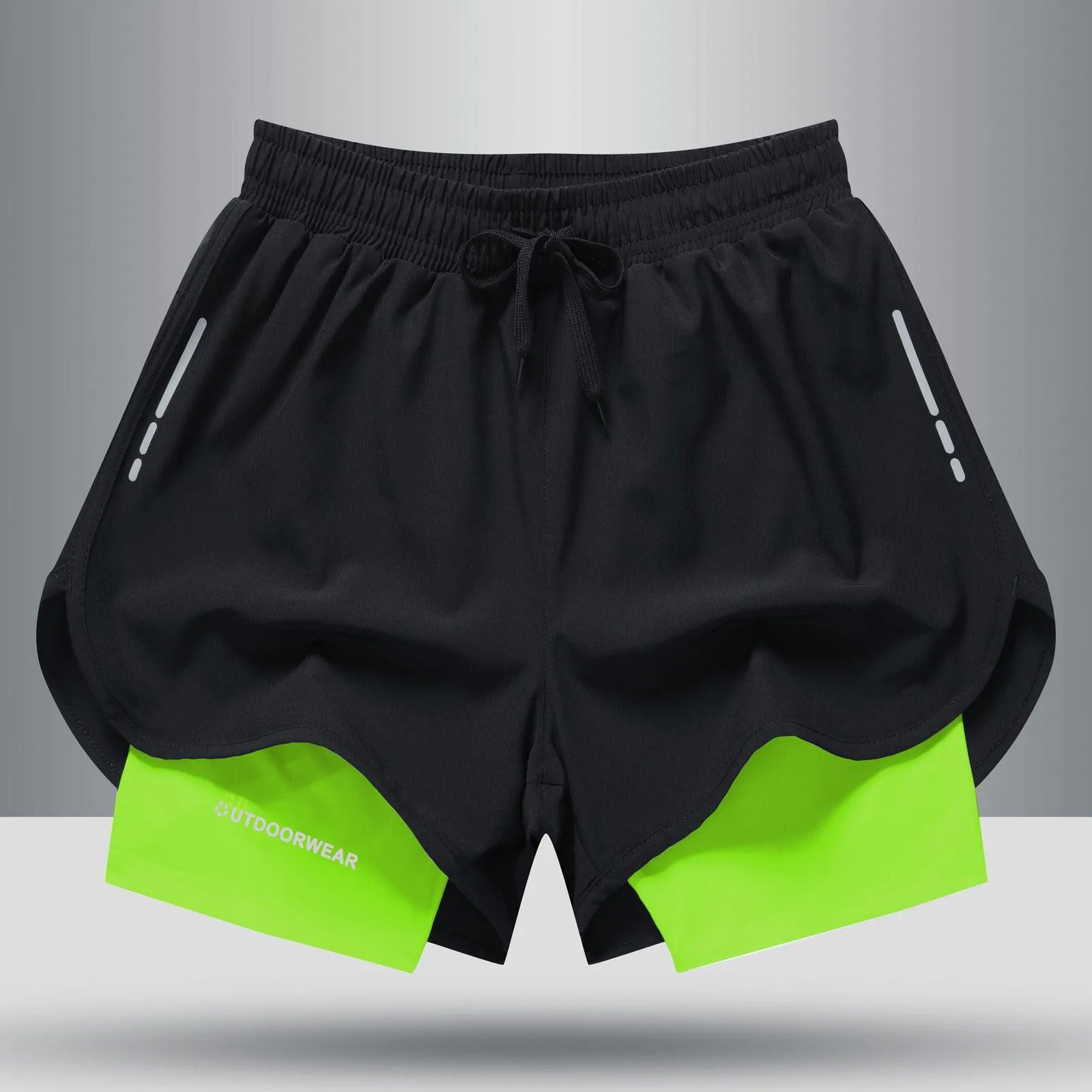 Double-Layered Quick-Dry Sports Shorts for Men: High-Elasticity Activewear